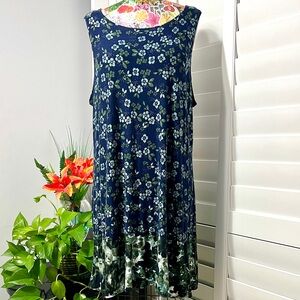 LOGO Layers by Lori Goldstein Double Print Knit Tank with Ruffle Hem